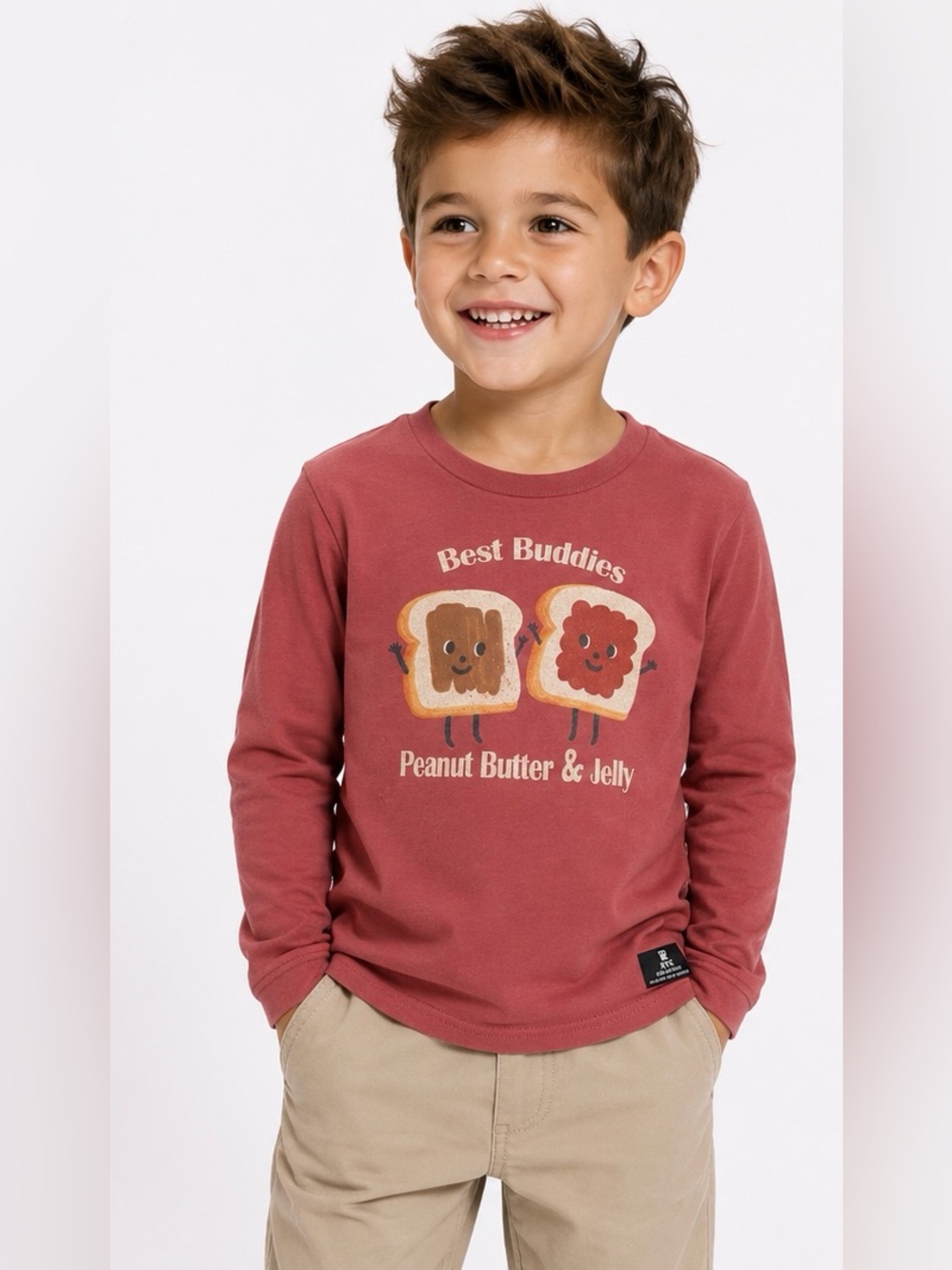 Rock Your Baby Unisex Peanut Butter & Jelly long sleeve tee in Vintage Red Wash